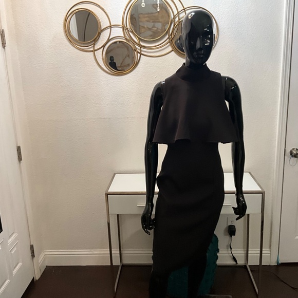 NWOT SEXY SLEEVELESS PENCIL STYLE DRESS W/ BELERO FLOW ATTACHED TOP L ♥️♥️♥️ - Picture 2 of 16